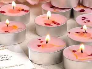 50 PCS Rose Scented Tealight Candles, Tea Lights Candles with Dried Flowers, 4H Smokeless Palm Wax Pink Tea Candle for Weddings,Christmas,Spa, Bath Pack of 50 Brand: ACMS